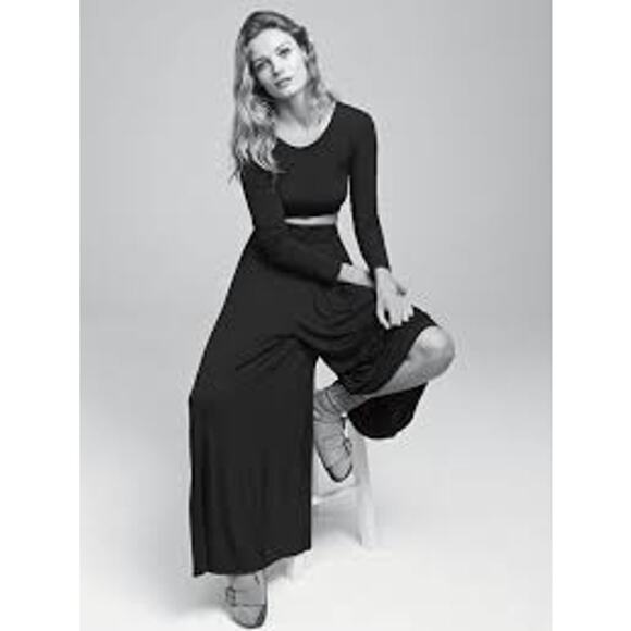 FP BEACH Alia Wide Leg Jersey Knit Pants Java Dark Brown Medium M FREE PEOPLE - Picture 5 of 5